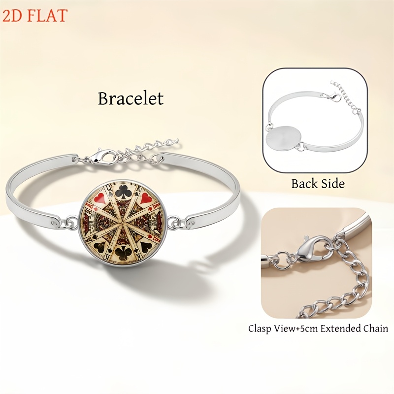 5pc Playing Card Themed Women's Jewelry Set, Necklace & Earrings